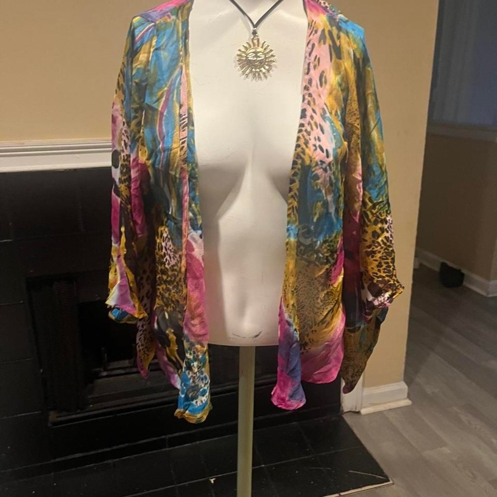 Multicolored kimono with leopard print Bohoglam